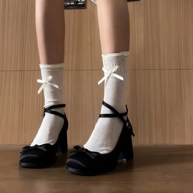 Block Heel High Heels Women's French Platform 2025 Gentle Ballet Shoes