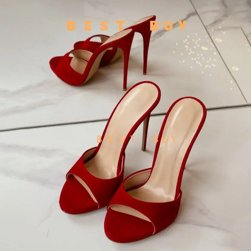 2024 Designer Summer Sandals Stilettos Sexy Woman 12cm Pointed peep Toe Thin High Heels Slippers OL Vacation Ladies Dress Shoes