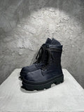 Men High Top Shoes Platform Sneakers Canvas Lace Up Heels Luxury Vintage Trendy Designer Motorcycle Boots Black