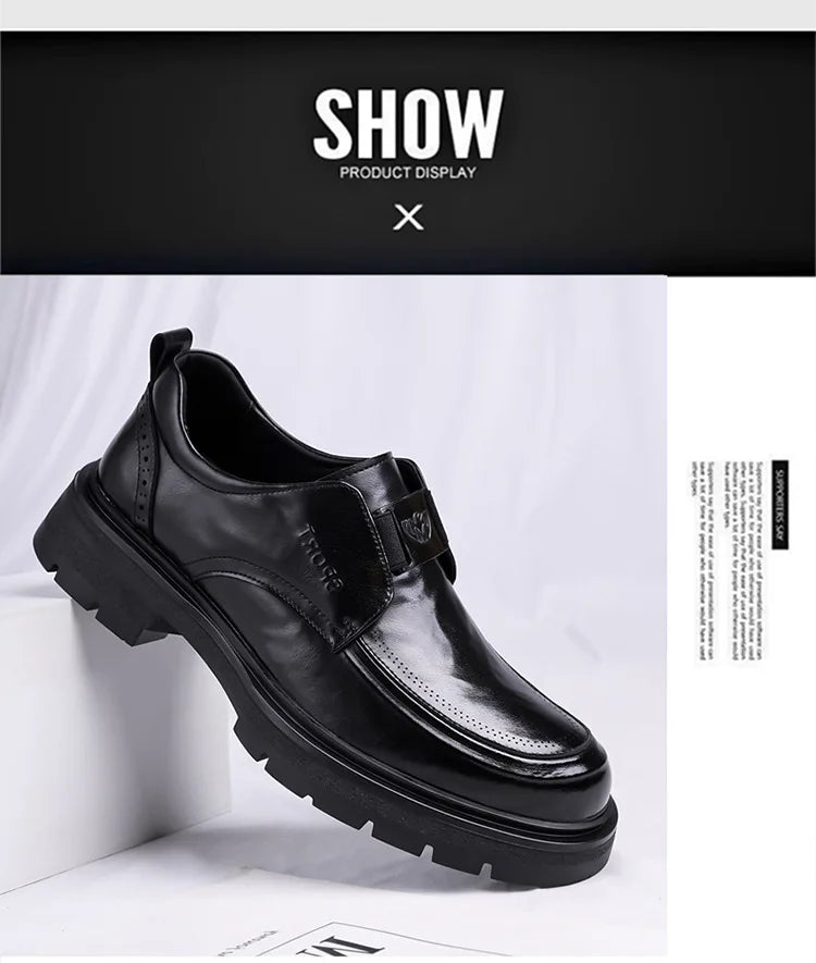 Spring Autumn New Increase Leather Shoes for Men Black Business Casual Platform Shoes Male Fashion High Quality Dress Shoe Man