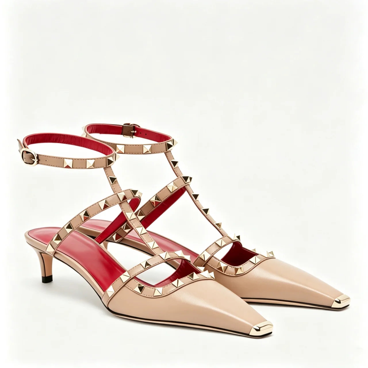2026 Women's Rivet Low Heel Square Head Stiletto Sandals Fashion Show Party Summer Women's High Heel Sandals