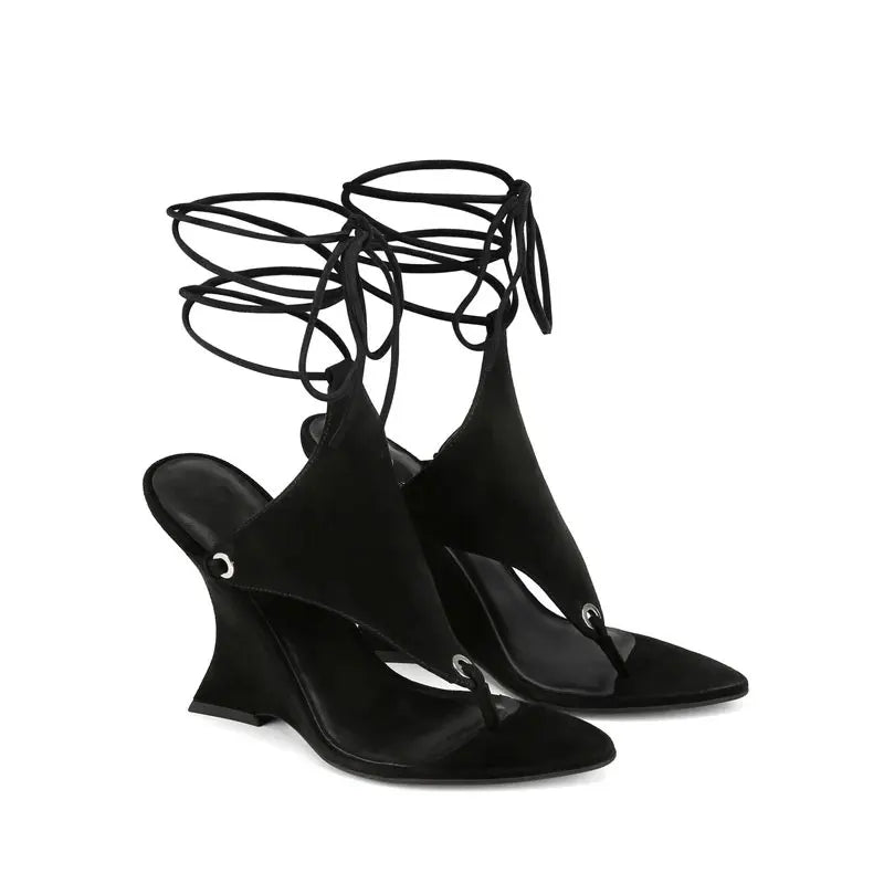 2026 Women's Summer New Coarse High Heels Pinch Toe Fashion Sandals Ankle Strap Sexy Fashion Party Thick Bottom Sandals