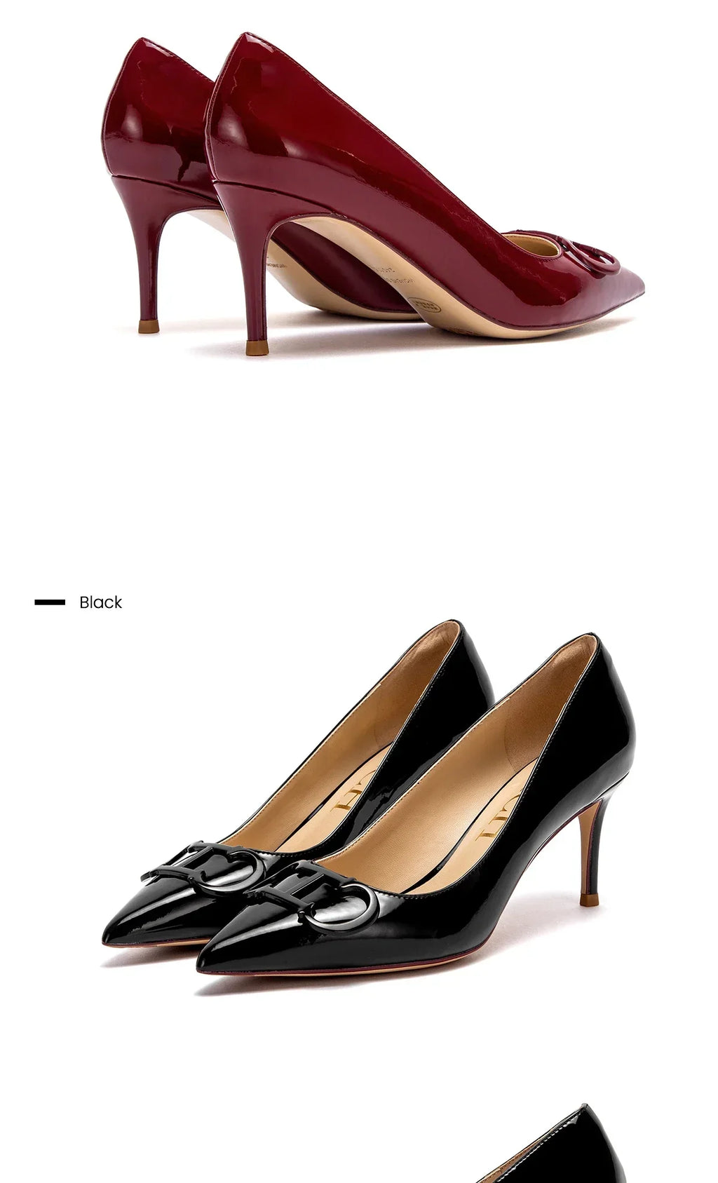 Woman's High Heels Black  New Lacquer Leather Women's Business Wedding Shoes 7cm