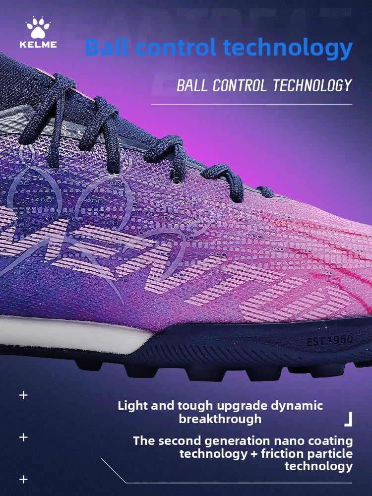Kelme Adult Football Shoes Men's Broken Nail Tf Artificial Grass Cushioning Football Boots Indoor Anti Slip Football Shoes