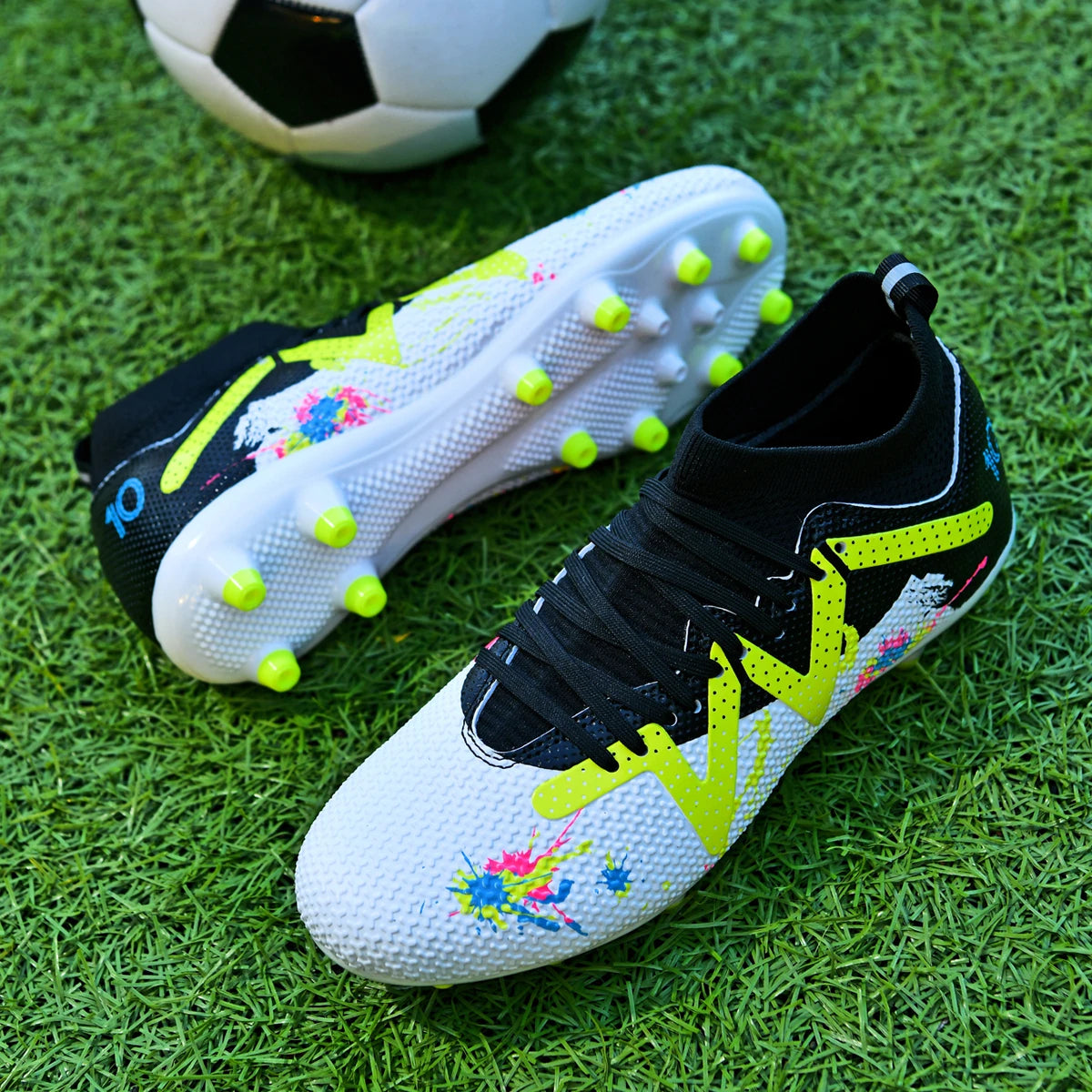 Firm Ground AG FG Soccer cleats Hard TPU Plate Long Sharp Stud Adult Natural Grass Competitive Match Sneakers