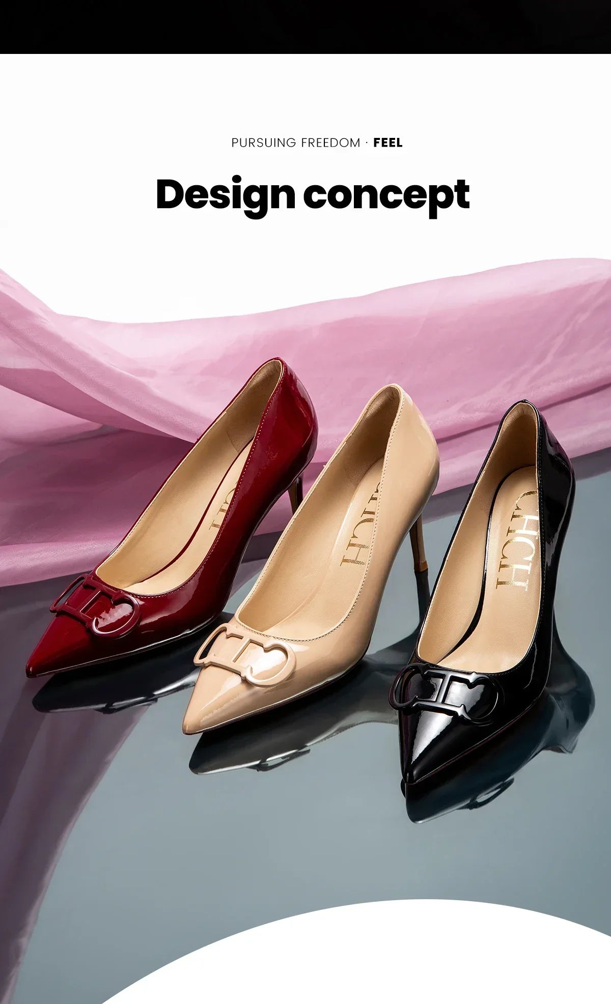 Woman's High Heels Black  New Lacquer Leather Women's Business Wedding Shoes 7cm