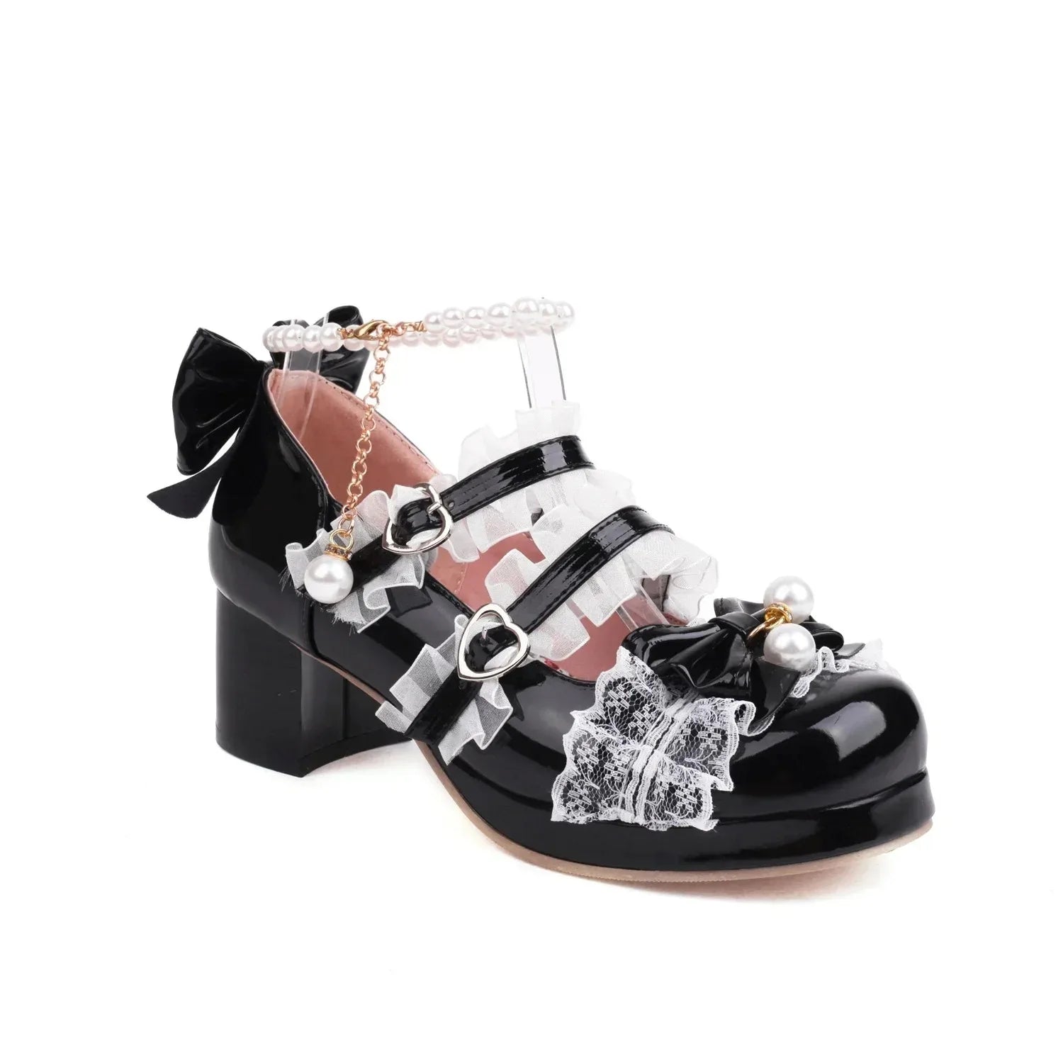 Cross Strap Women High Heels Mary Jane Pumps Party Wedding Cosplay White Pink Black Strawberry Bow Princess 2025 Lolita Shoes