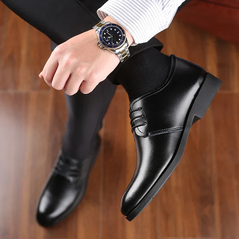 Men's Shoes Black Leather Formal Shoes for Men Oxfords Male Wedding Party Office Business Shoe Man zapatos de hombre Plus Size