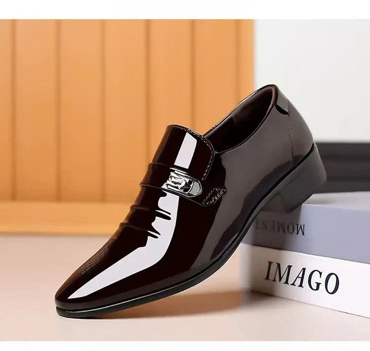 Dress Shoes Man Patent Leather Spring Autumn Bright Upper Pointed Toe Social Shoe for Men Casual 2025 Trend High Quality Fashion