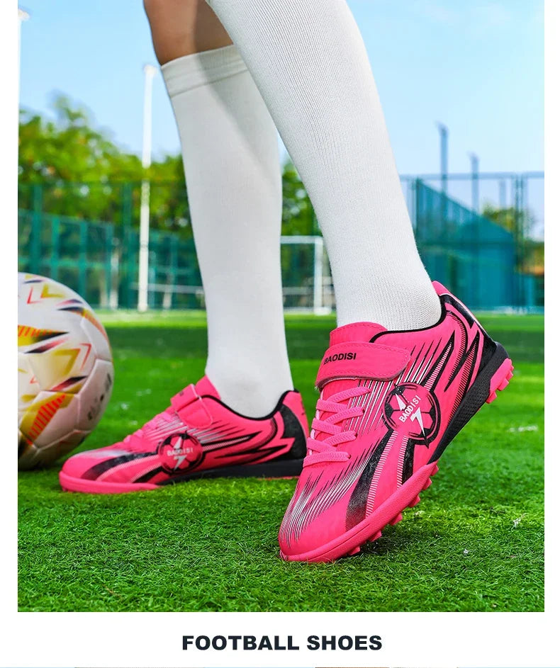 Youth Kids Professional Soccer Cleats Football Boots Non Slip Breathable Lightweight Training Shoes Boys Girls Match Sneakers