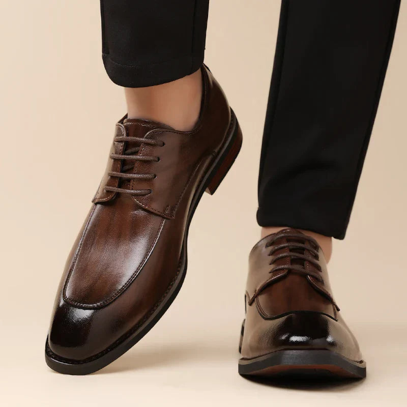 Men's Formal Leather Shoes, Comfortable Soft Sole Office Derby Shoes, Breathable Anti-Slip Business Men's Shoes-HT1009