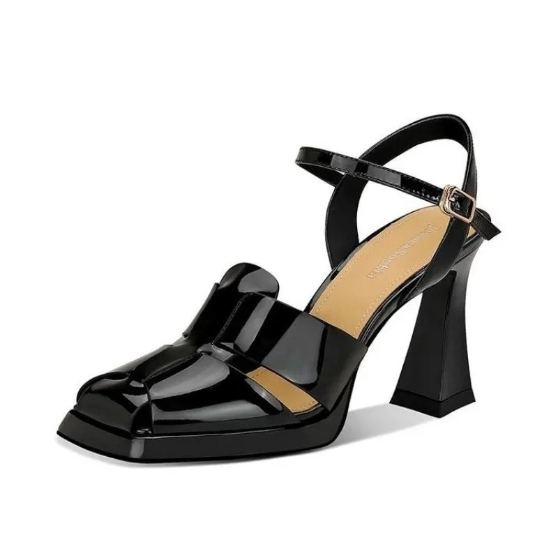 Summer New Women High Heels Designer Sandals Platform Solid Color Shoes Leather Sexy Stilettos Elegant Party Dress Banquet Pumps