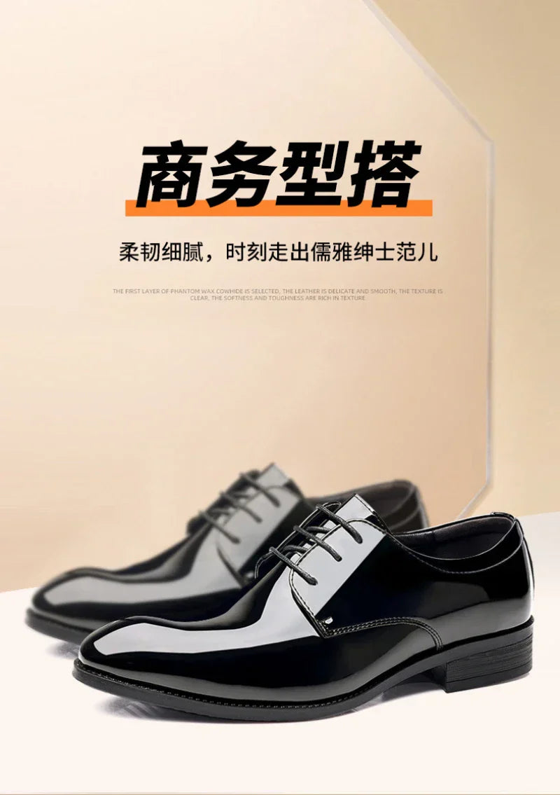 Spring British Style Formal Dress Shoes Black Business Oxfords For Groom Wedding Office Comfortable Big Size Footwear Non Slip