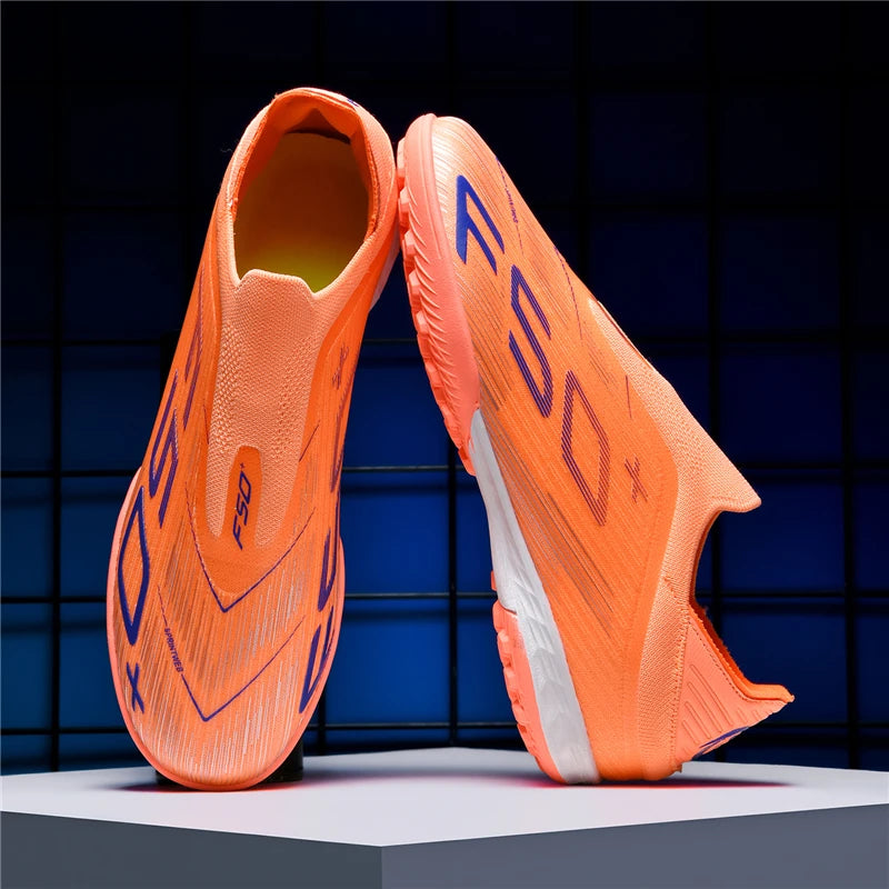 T36 Laceless Mens Soccer Shoes Boys F50 TF/FG Training Football Sneakers for Youth Turf Soccer Cleats Chuteira Campo 35-45