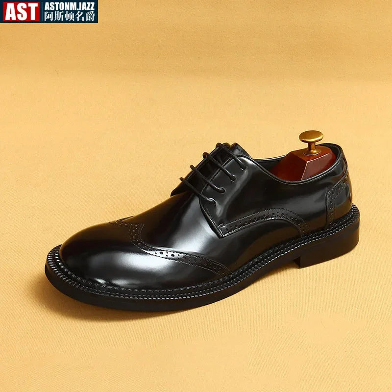 Italian Luxury High Quality Elegant Male Natural Genuine Leather Social Shoes Office Career Business Formal Solid Oxfords Shoes