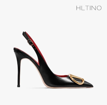 HLTINO Fahion Slingback Black Comfortable Women Summer Shoes Very High Heel Sandals 2025 Trend for Wedding Party Dress