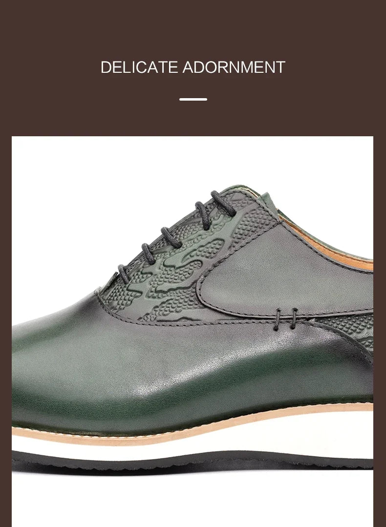 حذاء رجالي من الجلد الطبيعي طراز Brogue|حذاء رياضي كاجوال لجميع المواسم|حذاء رسمي جلد عالي الجودة|حذاء مريح للمشي