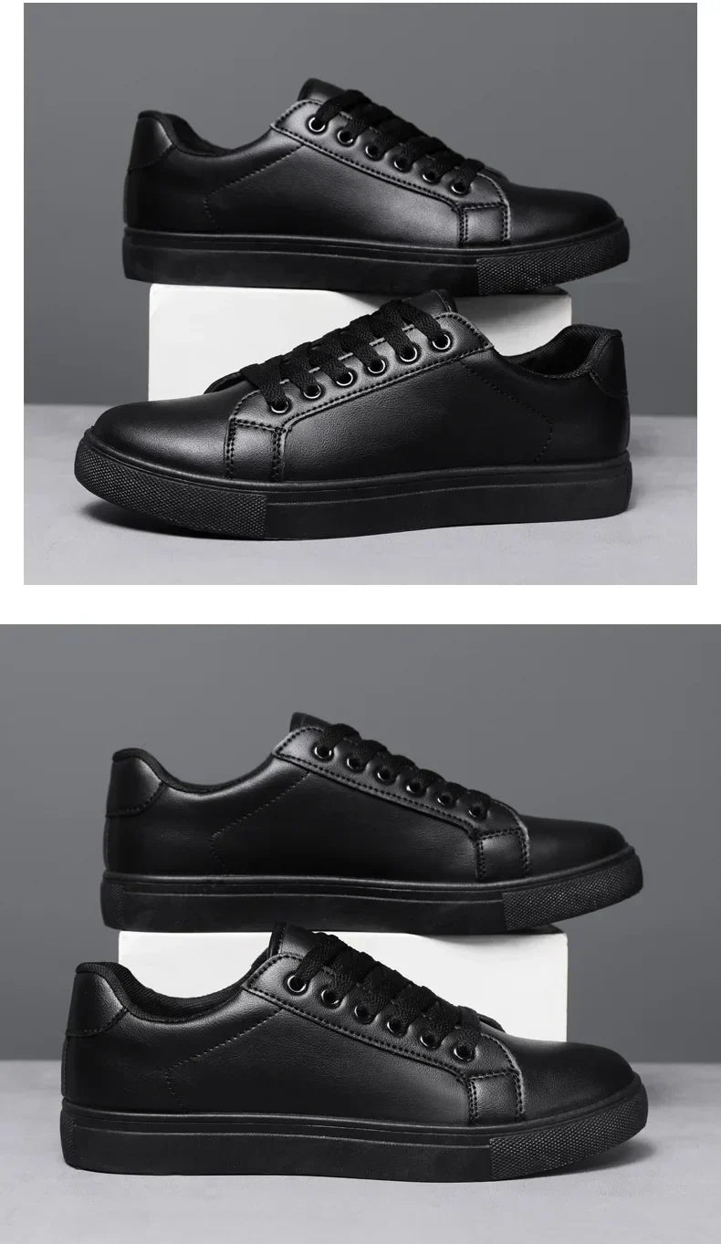 White Black Men Shoes Comfortable Casual Skateboard Shoes Men Solid Leisure Sneakers Lightweight Walking Shoes