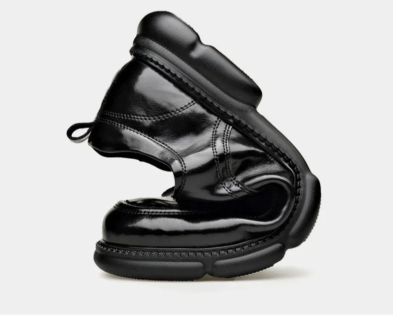 Summer Hallow Cow Leather Shoes for Men Fashion Casual Black New Designer Dress Shoes Male Lace Breathable Platform Shoes Man