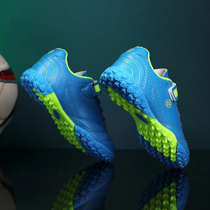 New Summer Breathable Kids Football Shoes, Magic Tape Design And Broken Studs, Lightweight Soft Footwear For Outdoor Football