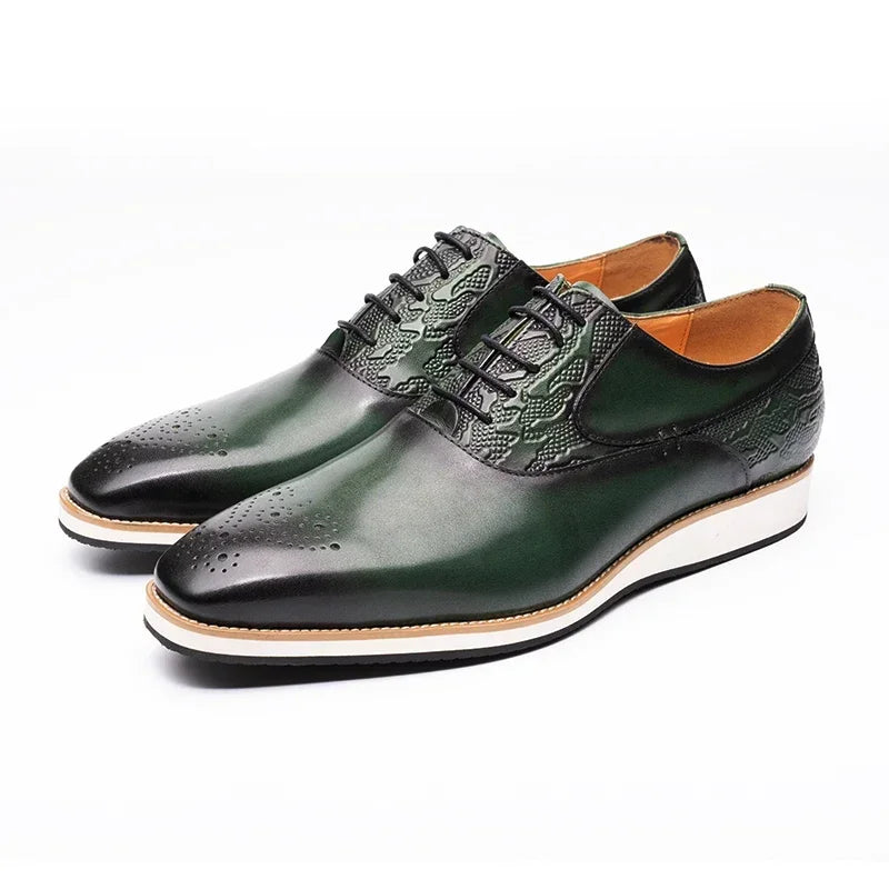 حذاء رجالي من الجلد الطبيعي طراز Brogue|حذاء رياضي كاجوال لجميع المواسم|حذاء رسمي جلد عالي الجودة|حذاء مريح للمشي
