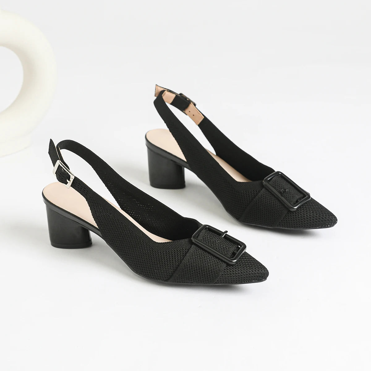2025 New Women's High Heel Sandals with Pointed Knitted Fashion, Breathable, Non slip, and Colorful Blocks