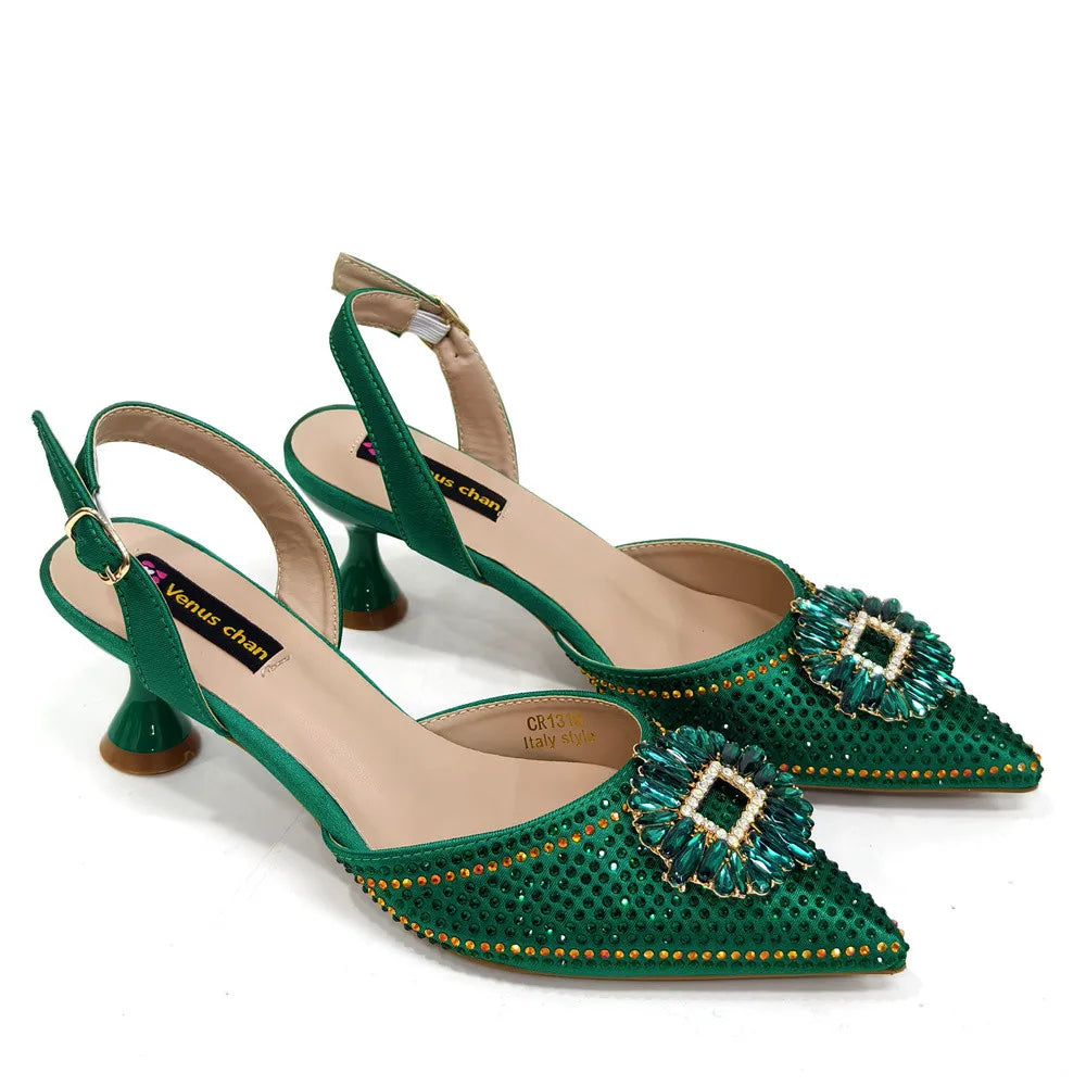 African Style Women's Shoes Mixed With BlackGold High Heels Pointed At The Dinner Party Nigerian Women's Shoes