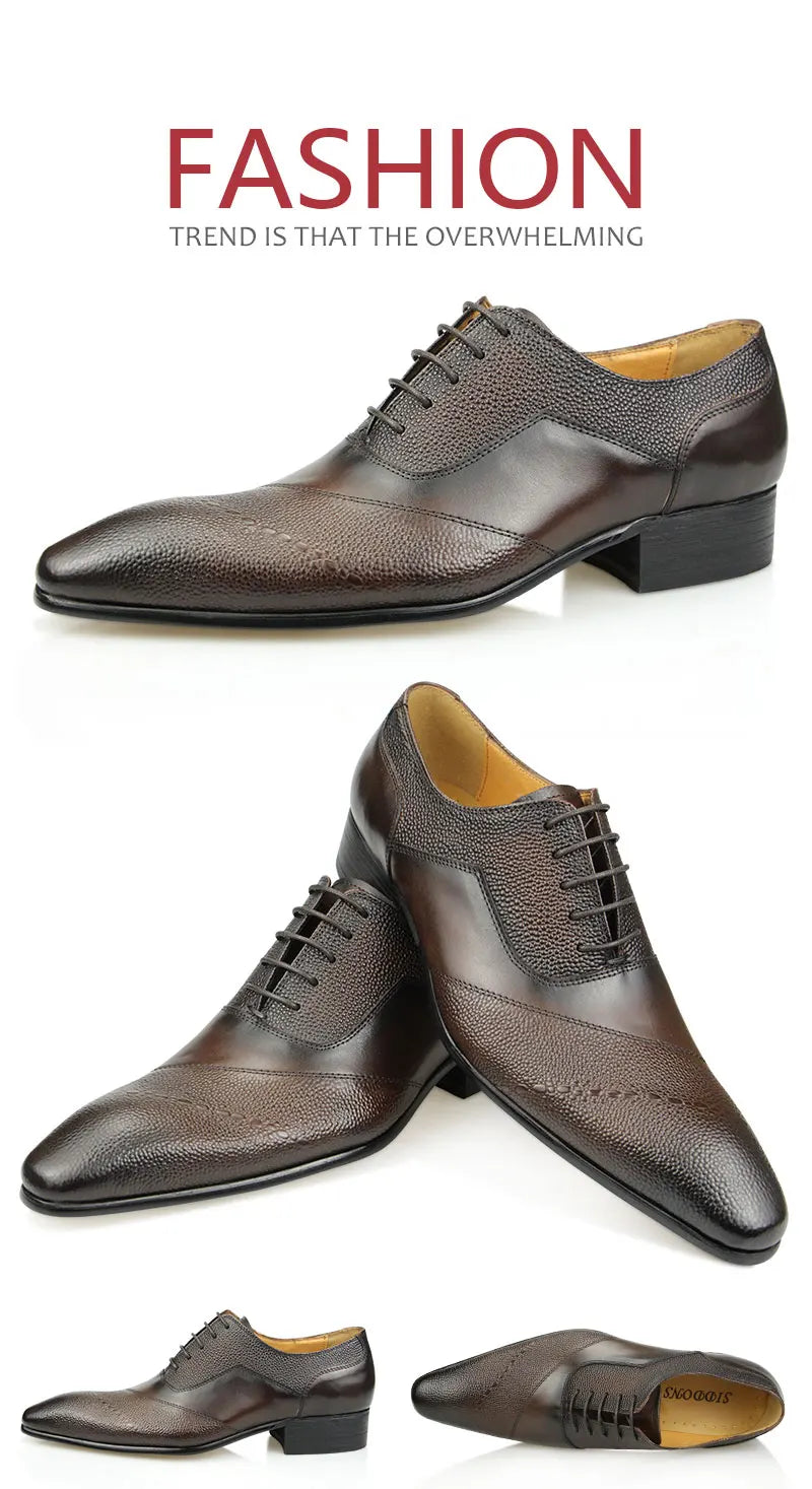 Men's Dress Shoes Formal Cap Toe Oxford Genuine Leather Shoes for Men Comfortable Classic Boot Factory Wholesale Drop Shipping
