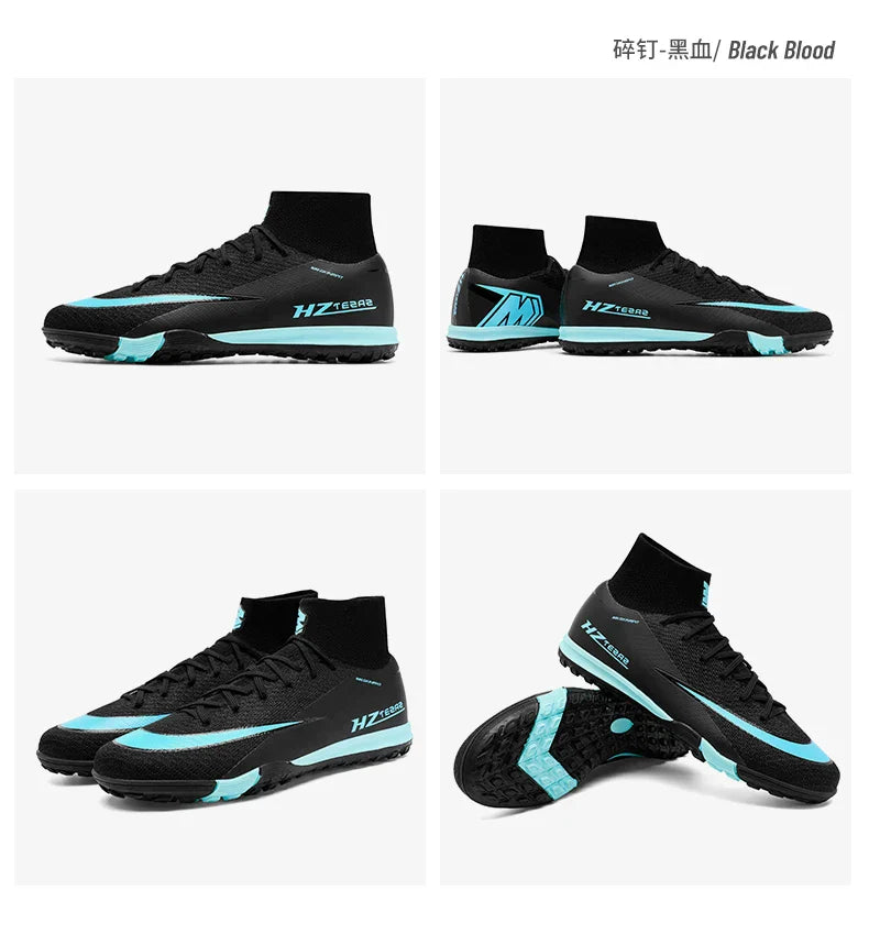 New Men Soccer Shoes Boys Cleats Adult Outdoor Breathable Football Boots Training Sport Long Spikes Non Slip Match Comfortable