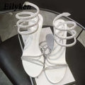 Eilyken Fashion Crystal Stiletto High Heels Woman Sandals Street Style Sexy Open Toe Wedding Party Prom Ankle Strap Shoes
