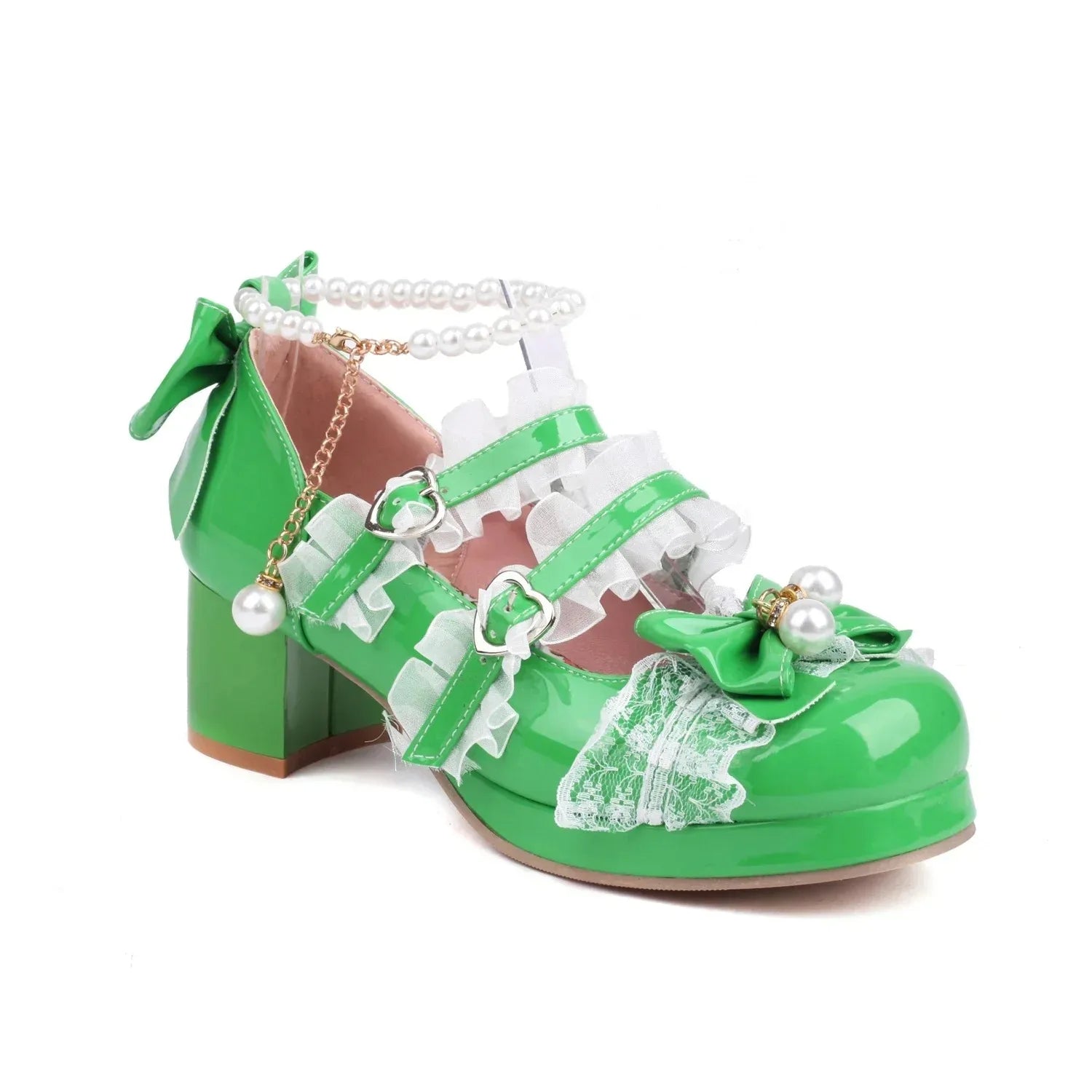 Cross Strap Women High Heels Mary Jane Pumps Party Wedding Cosplay White Pink Black Strawberry Bow Princess 2025 Lolita Shoes