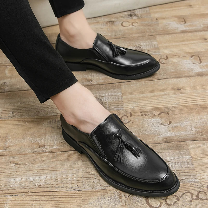 Luxury Designer Mens Business Formal Leather Dress Black Brand Casual Shoes Wedding for Men Office Luxury Flats Footwear Loafers