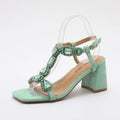 Glamorous Pink/Green Gemstone High Heel Sandals  Women's Elegant Rhinestone Ankle Strap Party Wedding Footwear