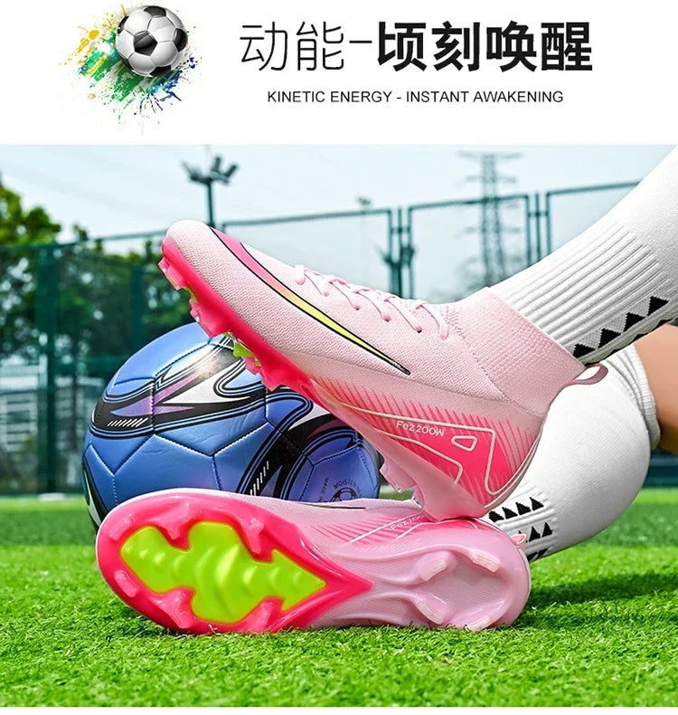 New Men Football Boots Match Long Spikes Soccer Shoes Cleats Boys Comfortable Training Sport Adult Breathable Outdoor Non Slip