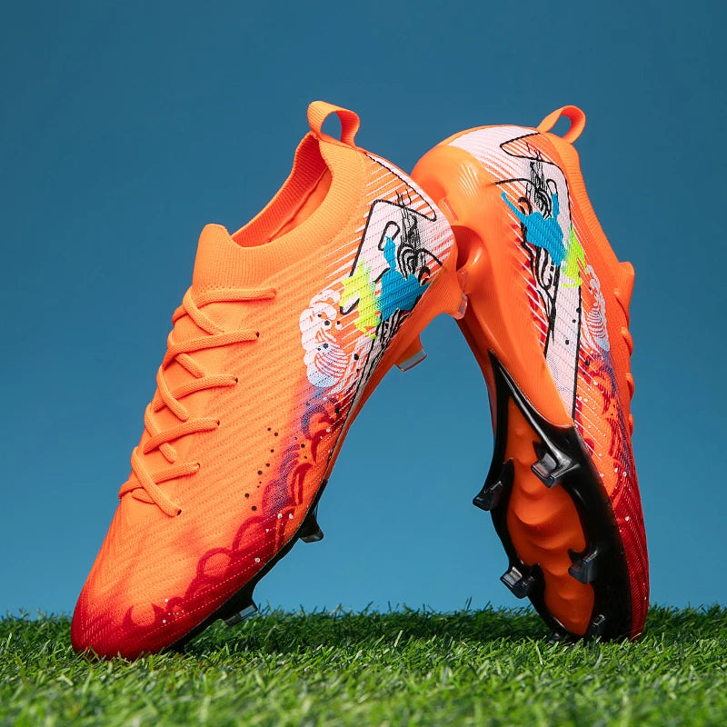 New Men Football Boots Match Ultralight Soccer Cleats FG Non-Slip Training Shoes Soccer Shoes Long Spikes Outdoor Drop Shipping