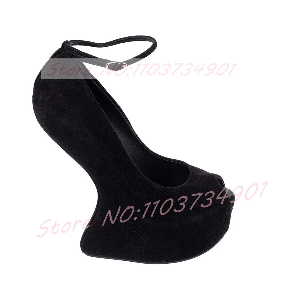 Peep Toe Platform Wedge Pumps Women Sexy Ankle Strap Gold Shiny High Heels Shoes Female Fashion Events Nightclubs Party Pumps