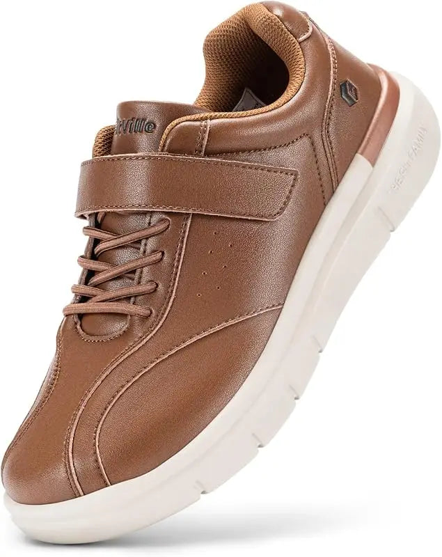 Men Wide Walking Shoes Casual Comfortable Oxford Shoe Lightweight Arch Support Non-Slip Leather Business Sneakers
