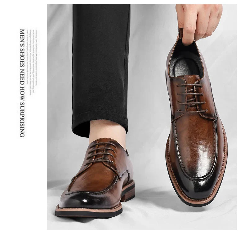 Men's Oxford Derby Dress Shoes Business Formal Casual Party Footwear Comfortable New Fashion Solid-Color Sneakers
