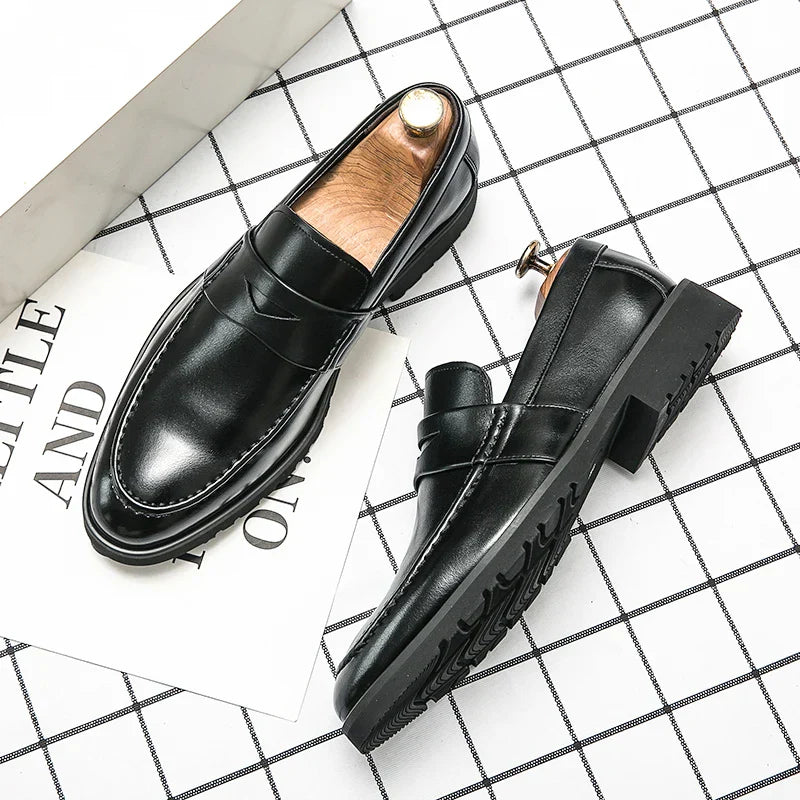Mens Casual Leather Breathable Business Designer Brand Office Loafers Formal Classic Smile Footwear Dress Shoes for Men Flats 48