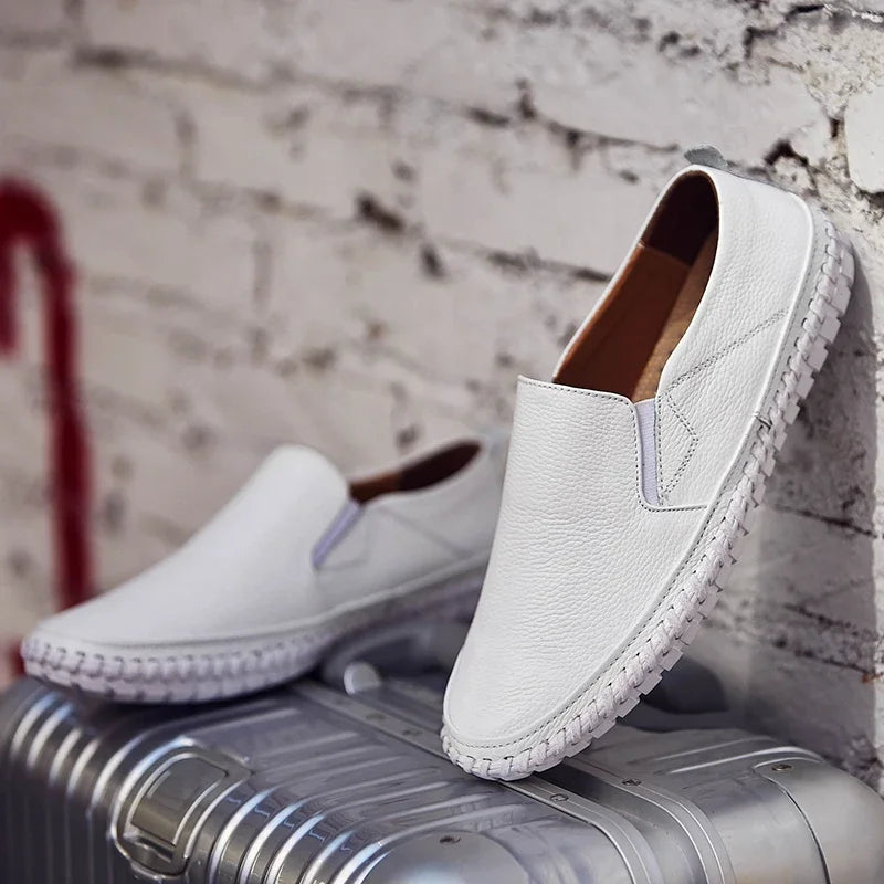 New Plus Size 49 50 Men Loafers Soft Moccasins Fashion Soft Spring Autumn Genuine Leather Shoes Men Casual Flats Driving Shoes