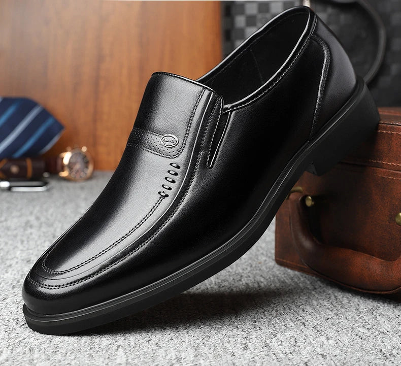 Cow Leather Men's Business Casual Shoes 2026 Spring Autumn Non Slip Dress Shoes Male Fashion Designer Loafers for Man