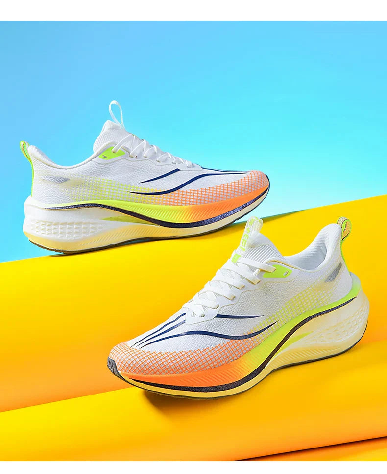 Fashion men's and women's sports running shoes casual breathable mesh surface carbon plate support wear-resistant rubber outsole