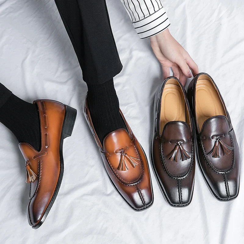 Fashion Shoe Office Shoes for Men Casual Shoes Breathable Leather Loafers Mens Driving Moccasins Comfortable Slip on 2023 Brown