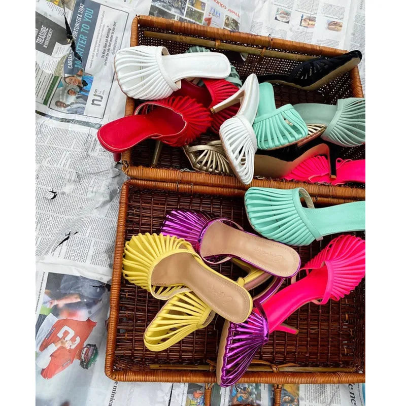 2026 New Sexy Women's Open Toe Mule Sandals - Slip On Stiletto Heels for Wedding/Party, Summer Breathable Comfort Dressy Shoes