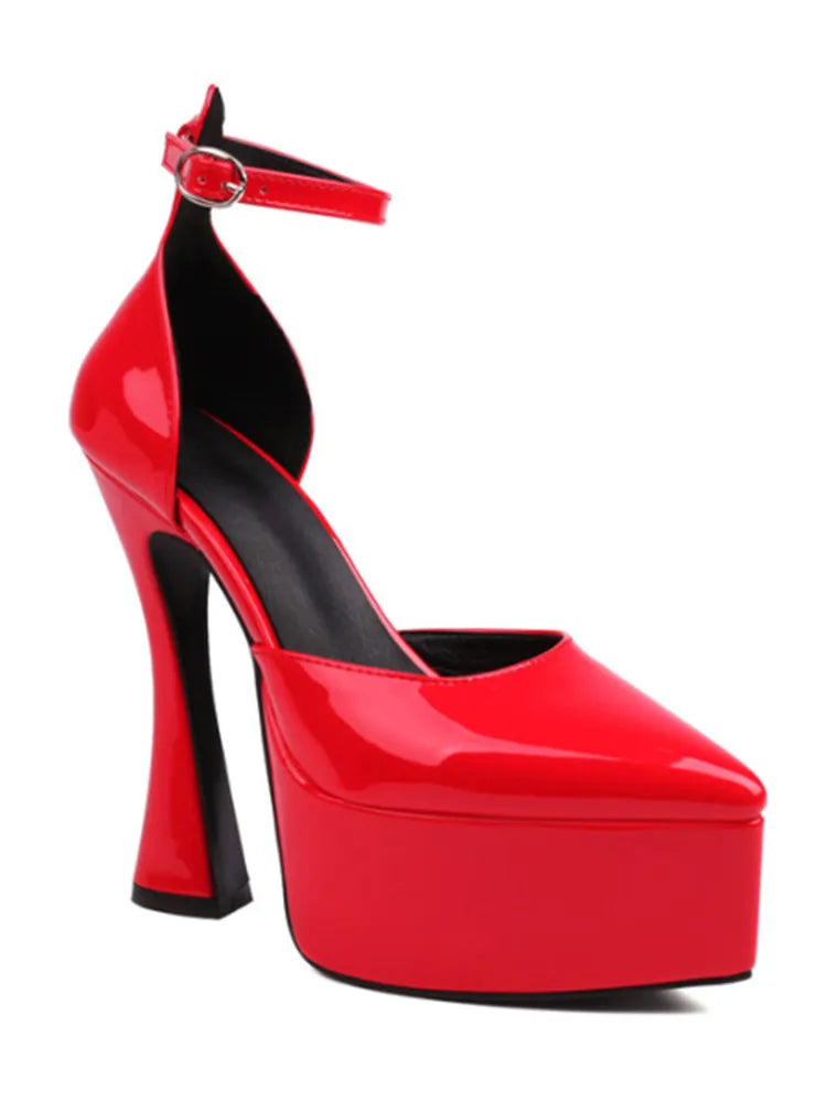 2025 Spring/Summer Women's New 15cm Thick High Heel Sandals Platform Pointed Banquet Wedding Women's Large Single Shoes