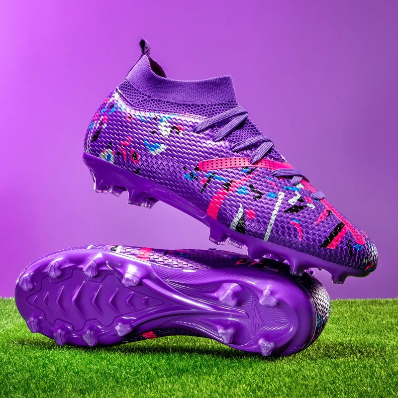 High-top FG soccer shoes for teens and adults, competition-specific, artificial turf sports training shoes