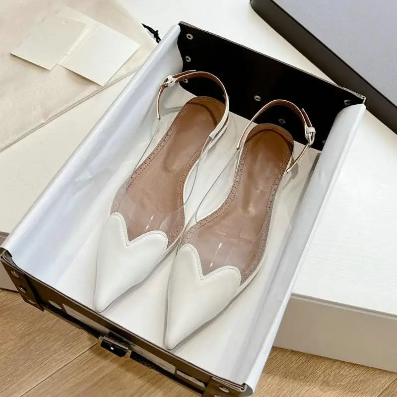 2026 New Style Fashion Heart-shaped Patched Pumps Transparent Platform Pointed-Toe High Heels Evening Shoes
