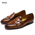 FELIX CHU Men's Genuine Leather Loafers Handmade Monk Strap Casual Dress Shoes for Wedding Party Summer Autumn Footwear