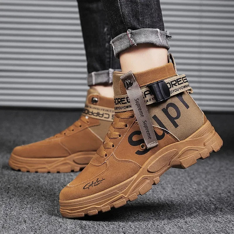 Men Boots 2026 New Versatile in Summer Round Toe High Top Leather Boots Man Sports Boots Men's Shoes