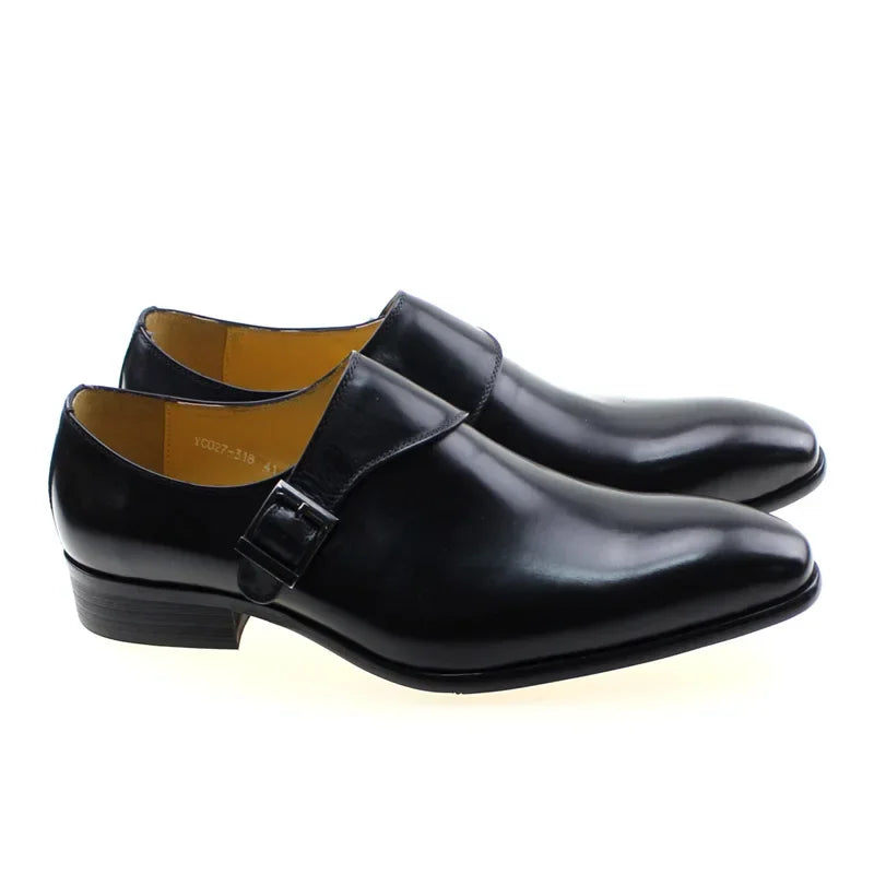 Designer Men's Dress Shoes Classic Genuine Leather Monk Strap Buckle Dark Brown/Black Office Business Formal Shoes for Men